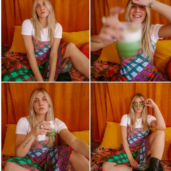 RIXO XL US12 Holly rainbow multicolor check print dress - Picture 8 of 16